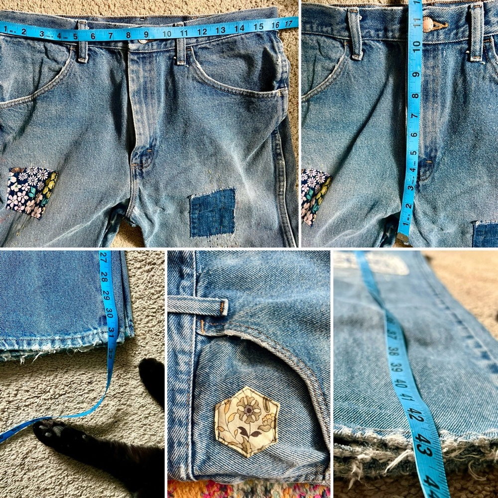 Floral Upcycled Patchwork Denim - Picture 4 of 16